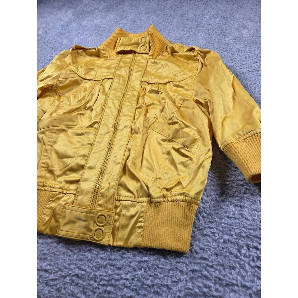 Miss Lili Bomber Jacket Large Yellow Kids‎ Zip Up Epaulette Utility Coat